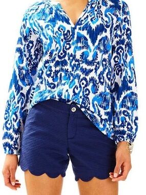 Lilly Pulitzer Buttercup Shorts 100% Cotton True Navy Size 6